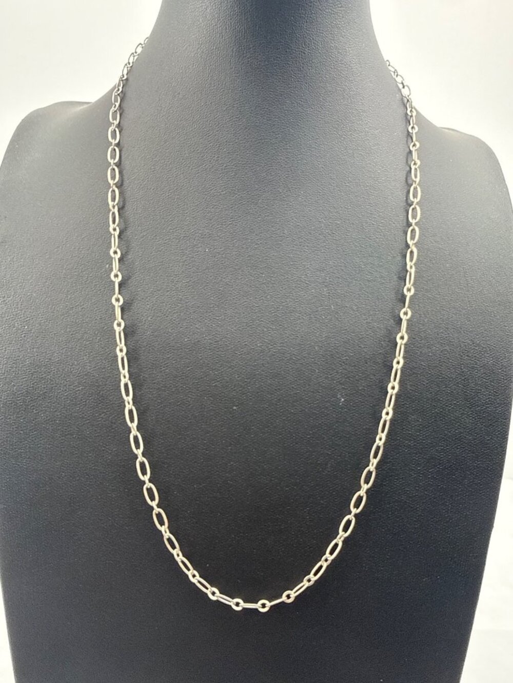 Silver Tone Paperclip Chain Necklace Long Oval Link Minimalist Choker Grunge